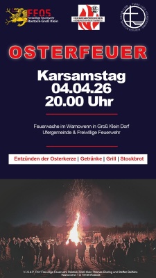 Ank&uuml;ndigung Ostefeuer 2026 in Gro&szlig; Klein